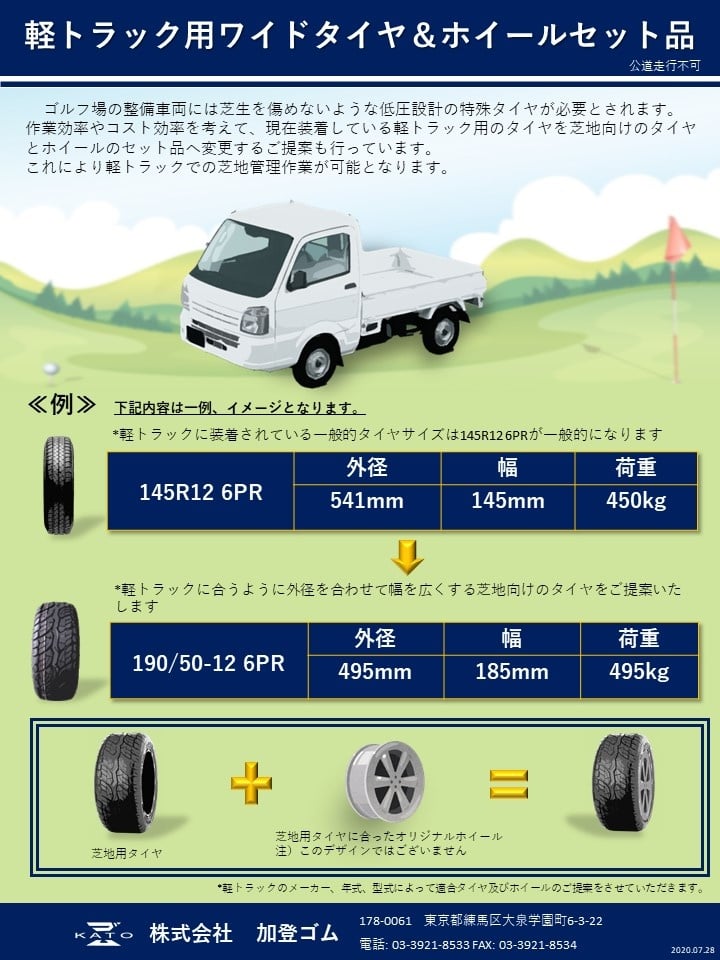 軽トラック用ワイドタイヤ ホイールセット品のチラシ